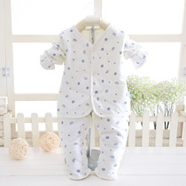 Born autumn and winter baby pure cotton slim lingerie suit male and female baby crotch warm cotton button clothes