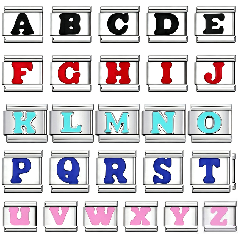 New Titanium Steel English Alphabet DIY Italian Module Bracelet Colorful Letter DIY Jewelry Detachable Accessories New Titanium Steel English Alphabet DIY Italian Module Bracelet Colorful Letter DIY Jewelry Detachable Accessories