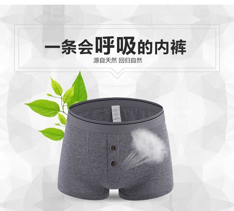 Phía trước mở quần lót nam quần boxer quần short cotton mỏng phần thanh niên mùa hè bốn góc quần short đầu quần - Nam giới