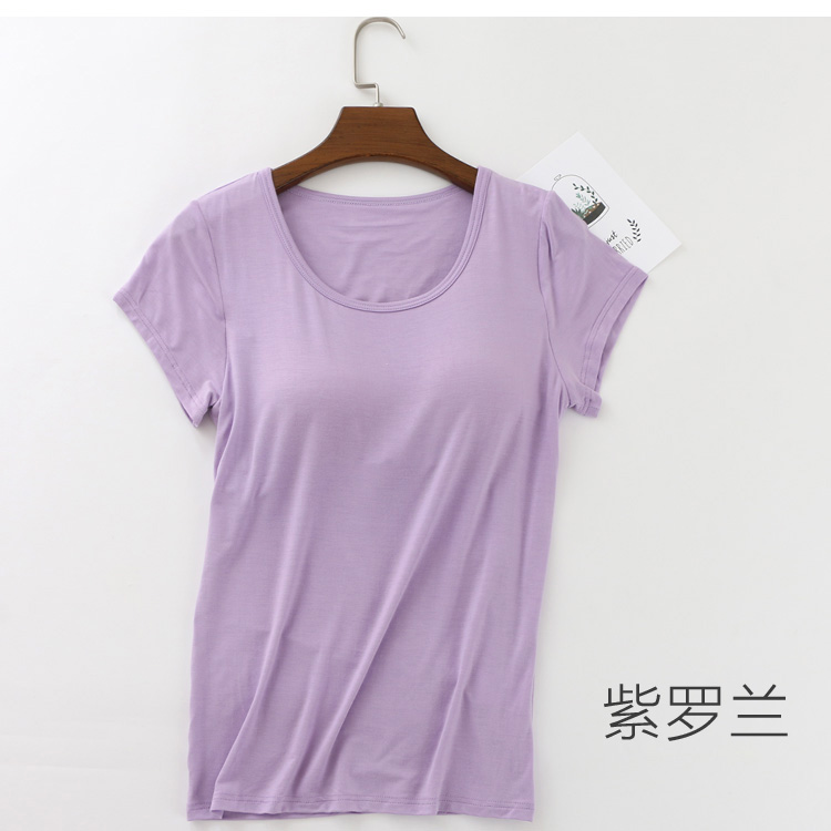 Ngắn tay t-shirt với ngực pad nữ miễn phí bra cup một phương thức vest yoga đáy áo loose có thể được đeo