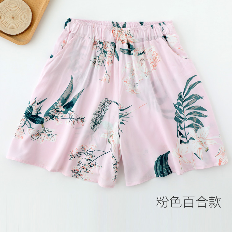 Mùa hè bông của phụ nữ quần short pajama phần mỏng quần lỏng cotton bông bông quần nhà cotton quần bãi biển lụa