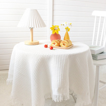 Japanese-style ins French tablecloth white high-end modern light luxury coffee table bedside table desk square table round table tablecloth