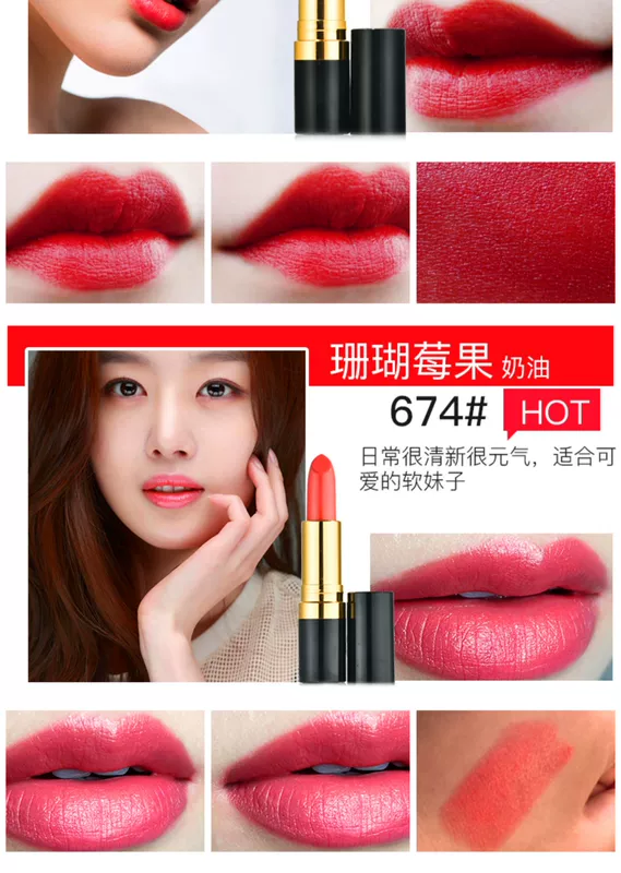 American Revlon Revlon Rich Color Lipstick Black Tube Bean Paste 225 Color 445 Hydrating Hydrating Lasting Lip Balm - Son môi