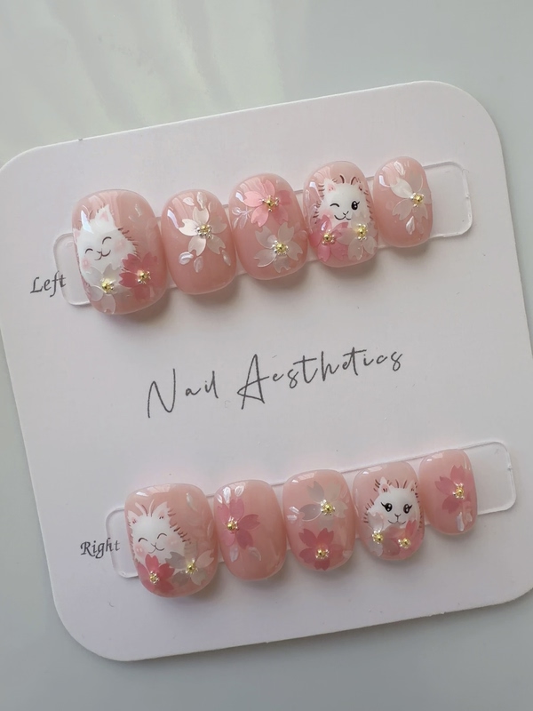 Sakura Kitten Hand-Painted Sakura Patchwork Two-Piece Set Free Shipping No Tool Kit Included