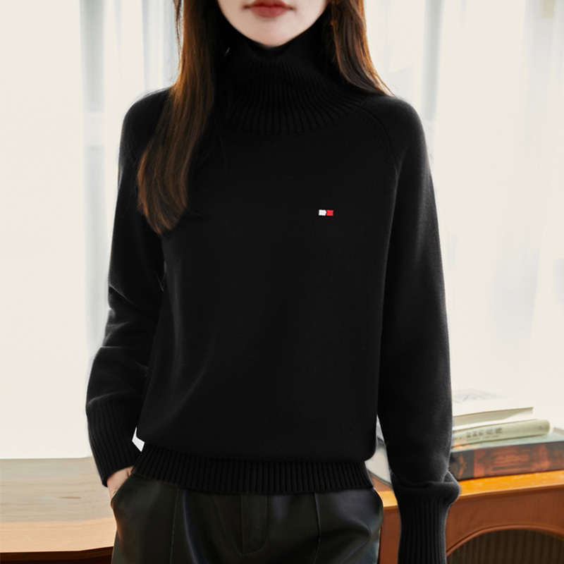 Tommy Xikaili Women's Turtleneck Pure Cotton Sweater 2025 Winter Thickened All-Cotton Knitwear Warm Knitted Base Shirt