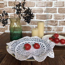 European white pure cotton lace Handmade crochet small plate pad Plate cloth pad Decorative pad Vase pad Coffee table pad