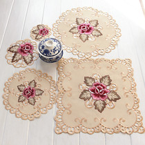 Nordic European embroidered meal mat fabric tea cup mat bowl mat pan mat tea table mat table fabric hotel western food table mat
