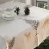European embroidery table cloth Embroidery tea table cloth Refrigerator bed cabinet cover Cloth Christmas Sika Deer Tablecloth Milky white