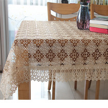 European water-soluble lace table cloth Solid color full hollow plate pad Vintage coffee table cloth Bedside table cover cloth four-leaf clover