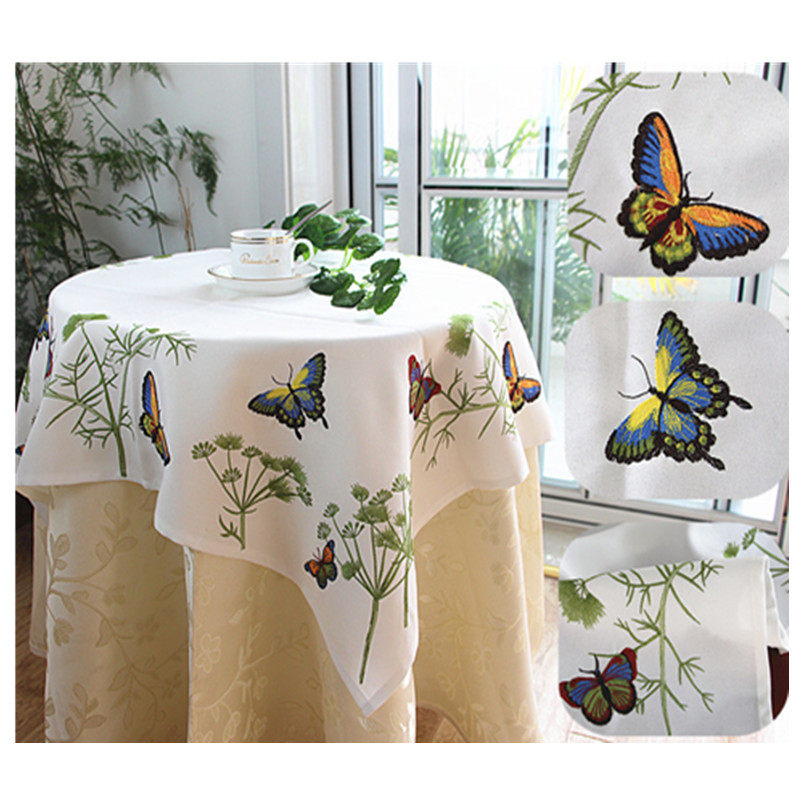 Yang Ioni Pastoral Embroidery Table Cloth Refrigerator Cover Cloth Bedhead Cabinet Tea Butterfly Flower Table Cloth