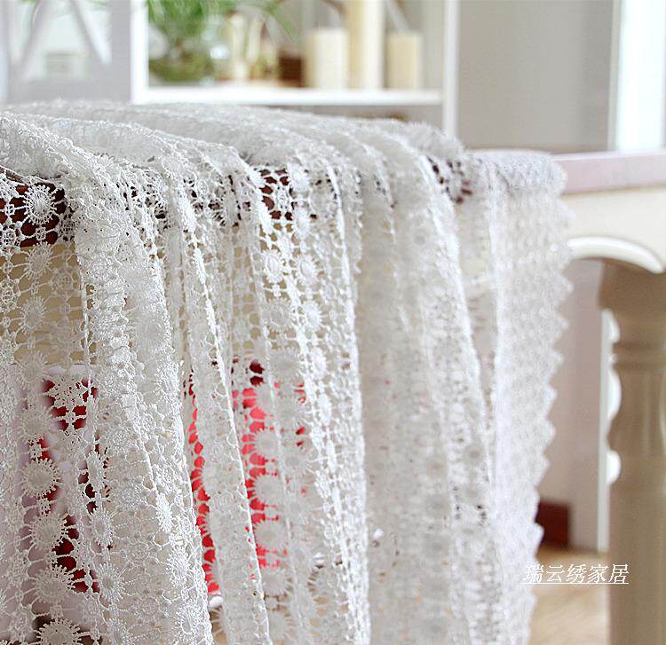 Eurostyle Snowflake Water Soluble Lace Table Bumi White Full Hollowed-out Table Cloth Tea Towel Embroidery Tablecloth Customizable