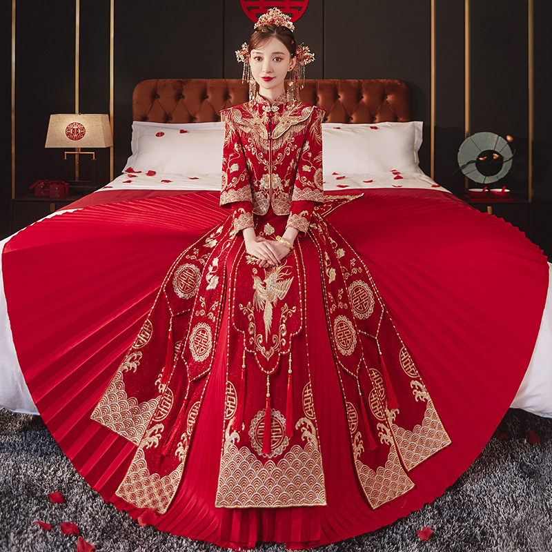 Show Wo Costume Bride 2023 new Chinese wedding gown out of the loft, small subs new out of marriage suit big code-Taobao