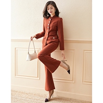 Fall winter 2021 new socialite temperament age reduction commuter two-piece slimming professional warm wool suit pants women