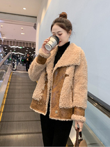 SZHZ lamb wool coat woman superior feel 2021 autumn winter new lamb suede female sheep cut velvet big coat leather hair
