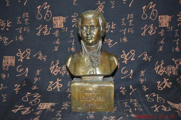 Mozart bust bronze bust bronze musician bust Great Man bronze statue crafts decoration 21cm