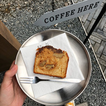 ins Net red dessert shop stainless steel plate Korean style cake plate muffin plate snack plate flat plate simple meal toast plate