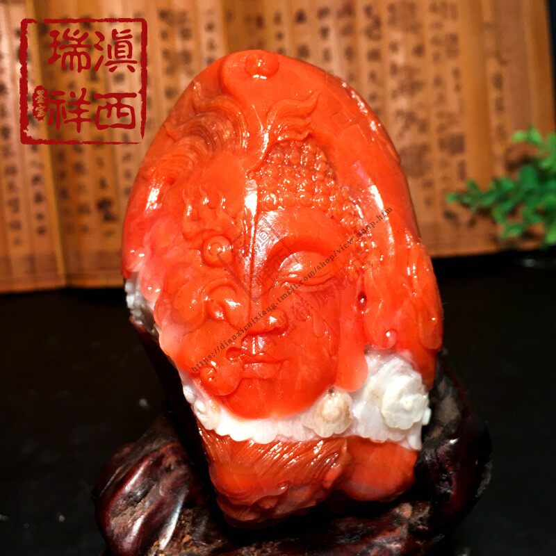 Yunnan Ruixiang Baozhen boutique Baoshan South red agate Wuzha Road persimmon red one Nian among ornaments collection