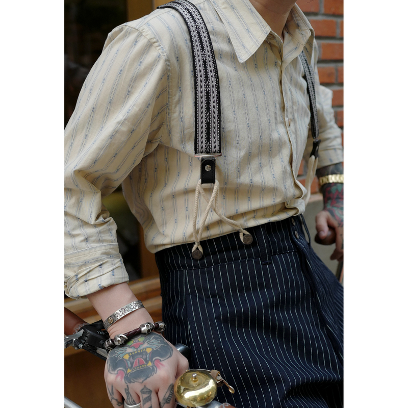 Labor Union Japanese Imported Fabric Vintage Striped Jacquard Shirt Pure Cotton Lu799