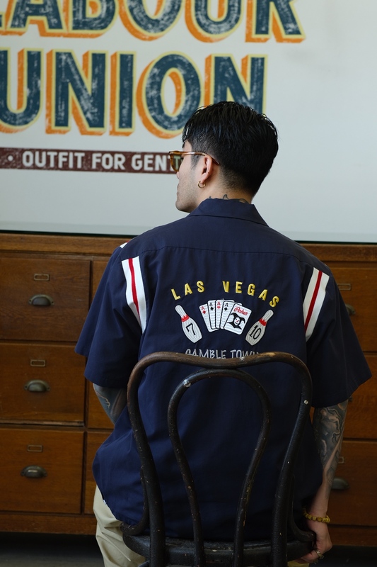 Labor Union Bowling Retro Embroidered Shirt Short-Sleeved Hawaiian Aloha Cuban Collar Lu598