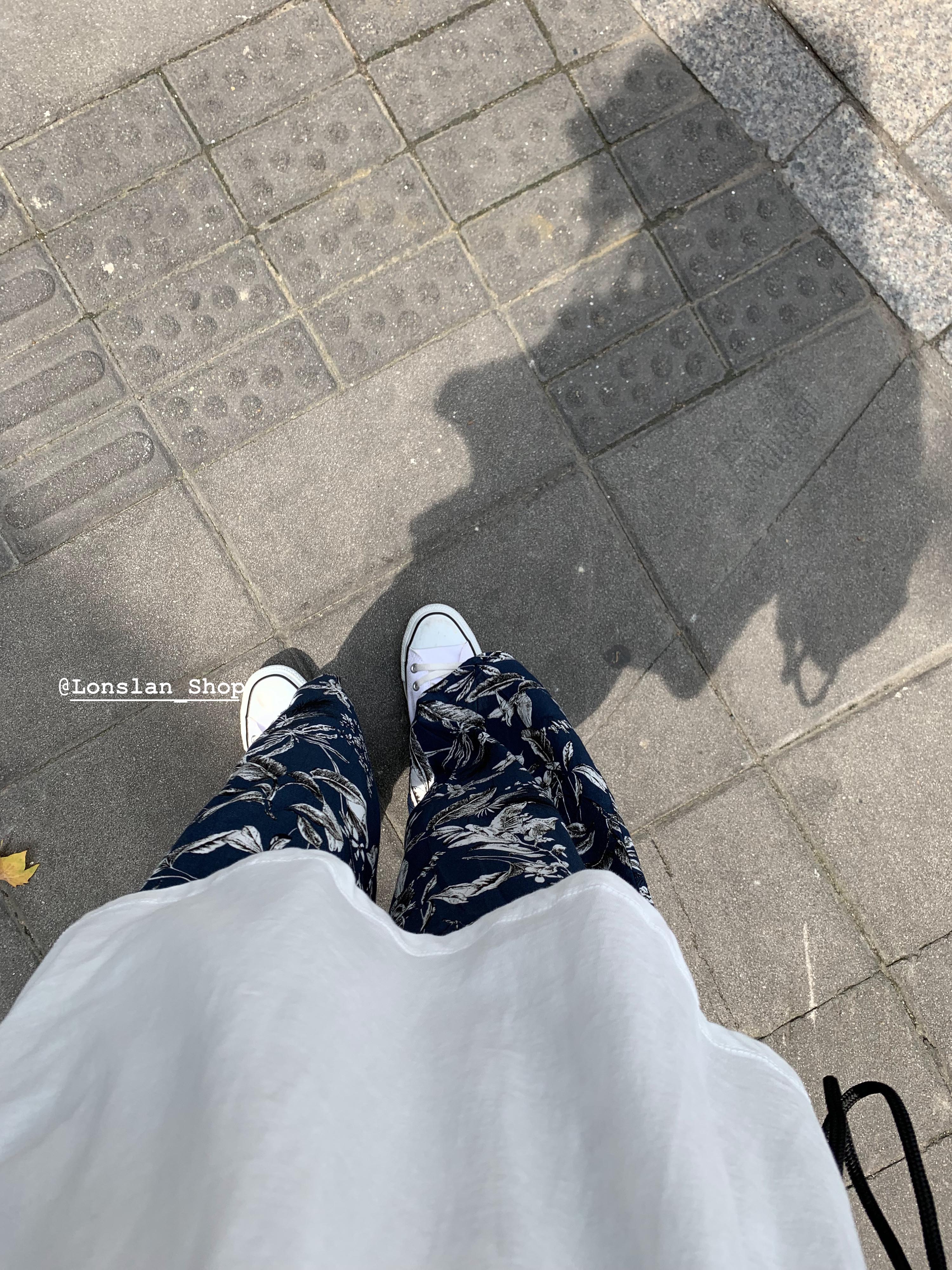 Lonslan homemade summer beach pants holiday small retro casual joint dark blue floral casual trousers female