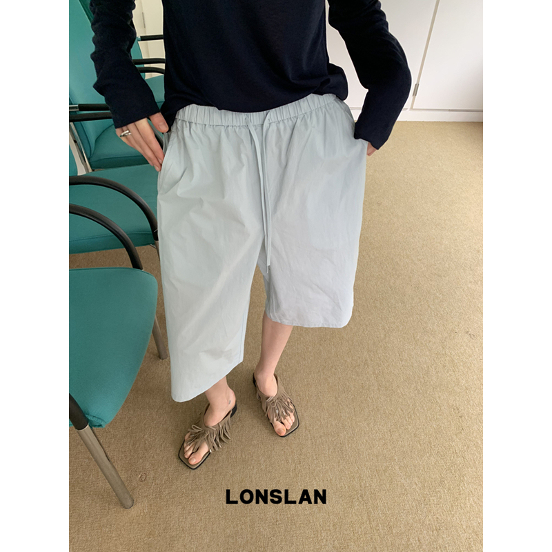 Lonslan2026 New Summer Drawstring Cropped Casual Pants
