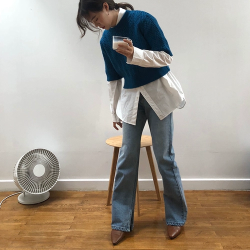 Демисезонные джинсы, штаны, по фигуре, свободный прямой крой, высокая талия