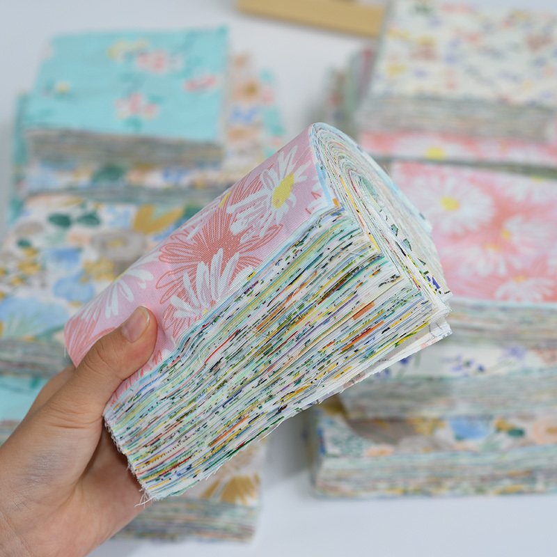 100 Pieces of Cotton Patchwork Fabric Scraps, Non-Repeating Floral Patterns, DIY Baby Quilt Fabric Scraps