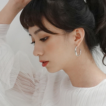 Korean extremely simple cold air quality simple small exaggerated circle hoop earrings Silver needle stud earrings No ear pierced ear clip female