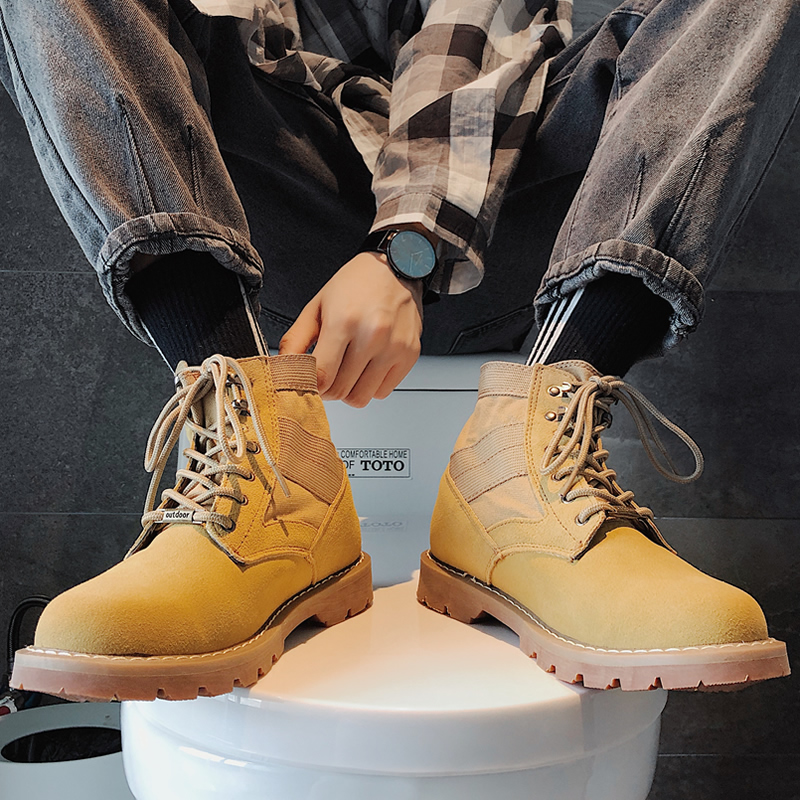 Sheepskin and fur snow boots men's short boots non-slip leather plus velvet couple Martin boots winter warm cotton shoes men