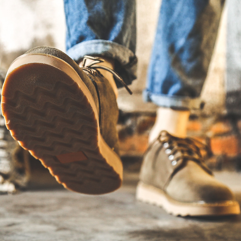 Martin boots men's low top leather casual shoes men's trendy retro leather shoes all-match big toe suede tooling shoes men's shoes