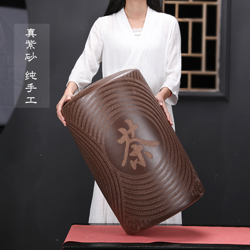 Yixing purple sand tea pot large puer tea bucket sealing can wake receives ceramic household moistureproof tea urn storage tanks