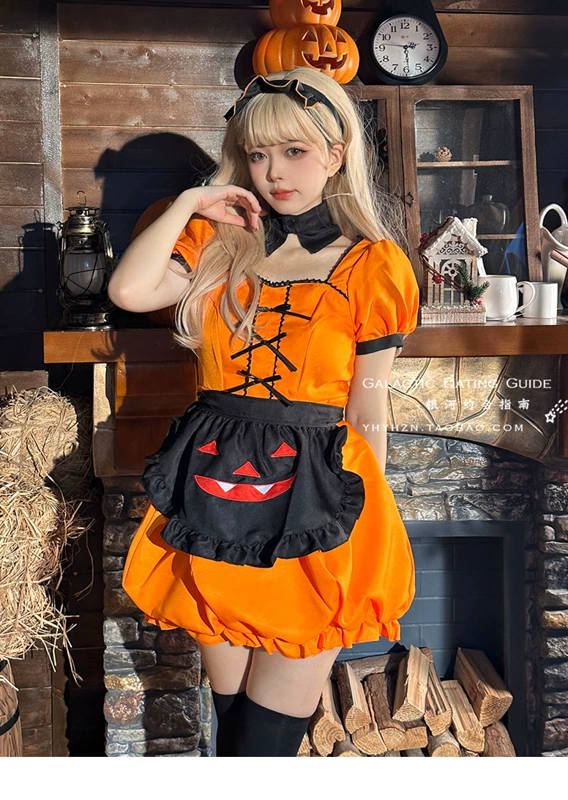 halloween2016 Halloween Cos Trang Phục Người Giúp Việc Trang Phục Màu Bí Ngô Quần Áo Nữ Plus Kích Thước Người Giúp Việc Hông Váy Đầm giới thiệu về halloween