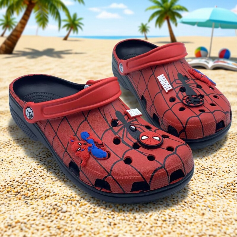 New Co-Branded Red Spider-Man Eva Beach Sandals, Non-Slip Slip-On Clogs, Comfortable Slippers