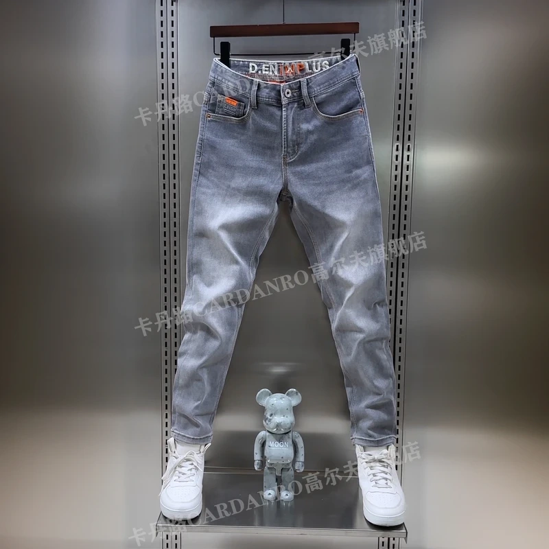 High-End Men's Jeans, Slim Straight Pants, Versatile Business Style, Stretchy, 2025 Spring and Autumn Long Pants