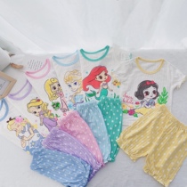 19 8 deficit ~ ~ Child respiratory cotton Home Clothing Pure Cotton Short Sleeve Shorts Suit Breathable Nursery Cute