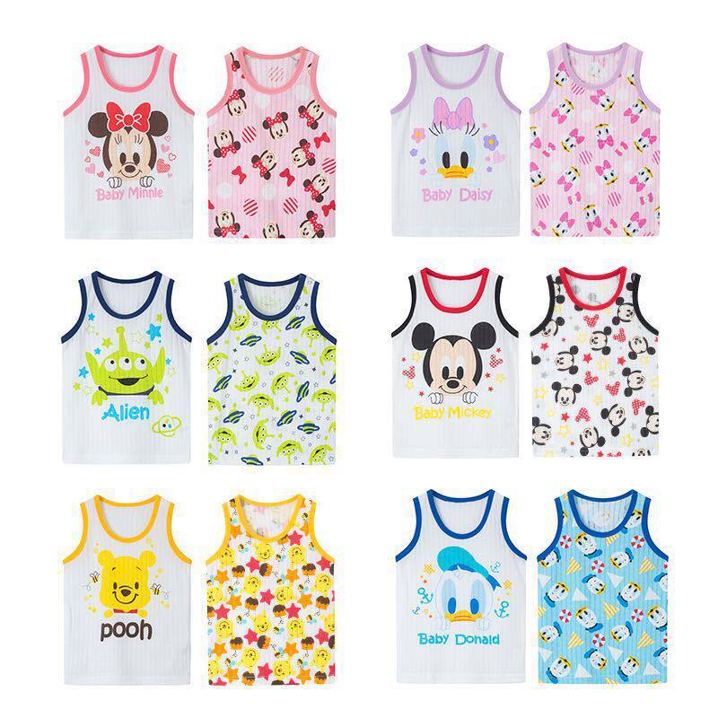 2021 new children's summer DSN children's cartoon pattern printing vest two-piece set of absorbent cotton cotton boys and girls