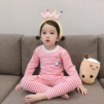 Autumn-winter infant boy sleepwear cashmere warm underwear for undershirt male and female childless suit A type of home conserved