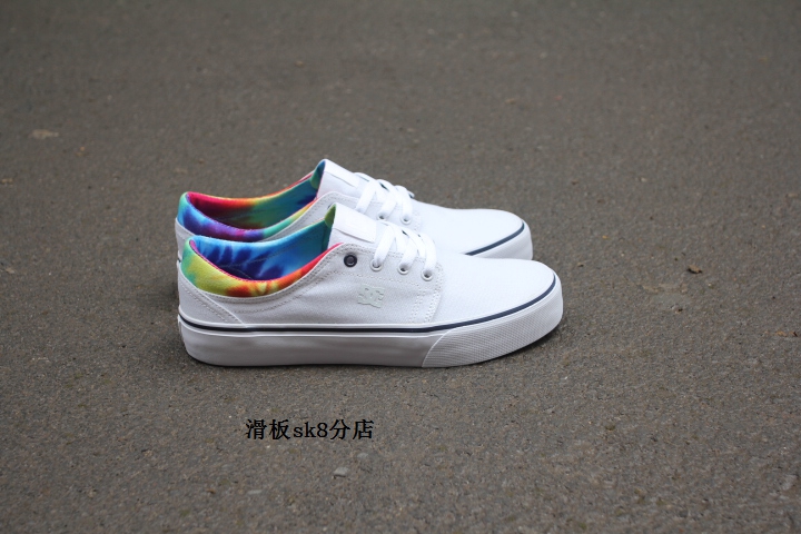 Giày trượt ván sk8 Giày nhỏ màu trắng + cà vạt nhuộm TRASE TX xu hướng nam nữ nhảy đường vải thường giày thể thao cho bé gái