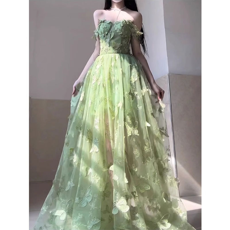 Evening Dress for Women 2026 New Style Green Light Luxury Niche High-End Strapless Coming-Of-Age Ceremony Host Birthday Long Dress Evening Dress for Women 2026 New Style Green Light Luxury Niche High-End Strapless Coming-Of-Age Ceremony Host Birthday Long Dress