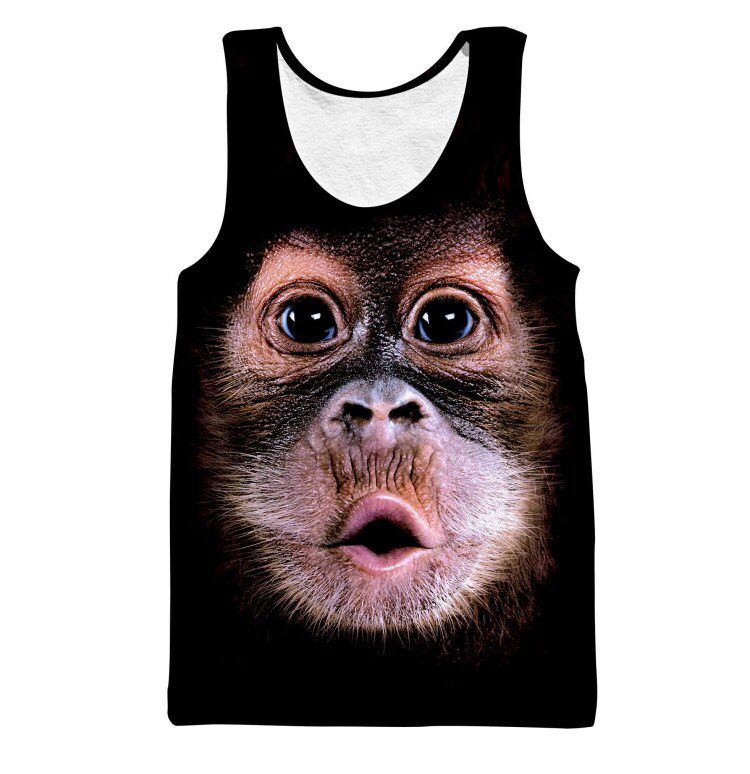 Ác ma nguệch ngoạc khỉ khỉ gorilla mồ hôi vest béo cỡ lớn nam tay ngắn áo thun họa tiết cá tính ao thể thao