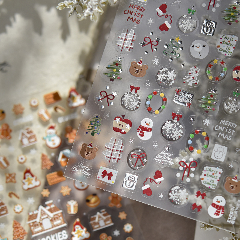 Gingerbread Man Christmas Embossed 3D Nail Art Stickers Tomoni Decoration for Nails, Computer, Phone Case iPad Stickers