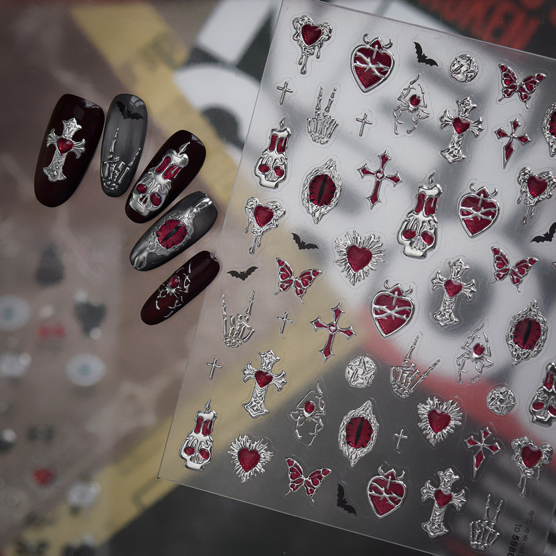 European and American Gothic Style Halloween Metal 3D Nail Stickers for Decorating Nails, Computer, and Phone Cases iPad Stickers