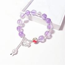 Natural Amethyst Sterling Silver Lotus Lotus Tassel Jewelry Gift Fresh Lavender Light Purple Bracelet String