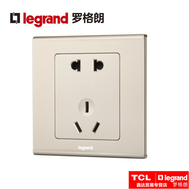 TCL Roglang Switch Socket Comfort square Milan Gold Five-hole 10A Lieven body 23 socket Five-hole socket