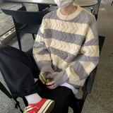 Демисезонный свитер, трикотажный кардиган для влюбленных для отдыха, круглый воротник, оверсайз