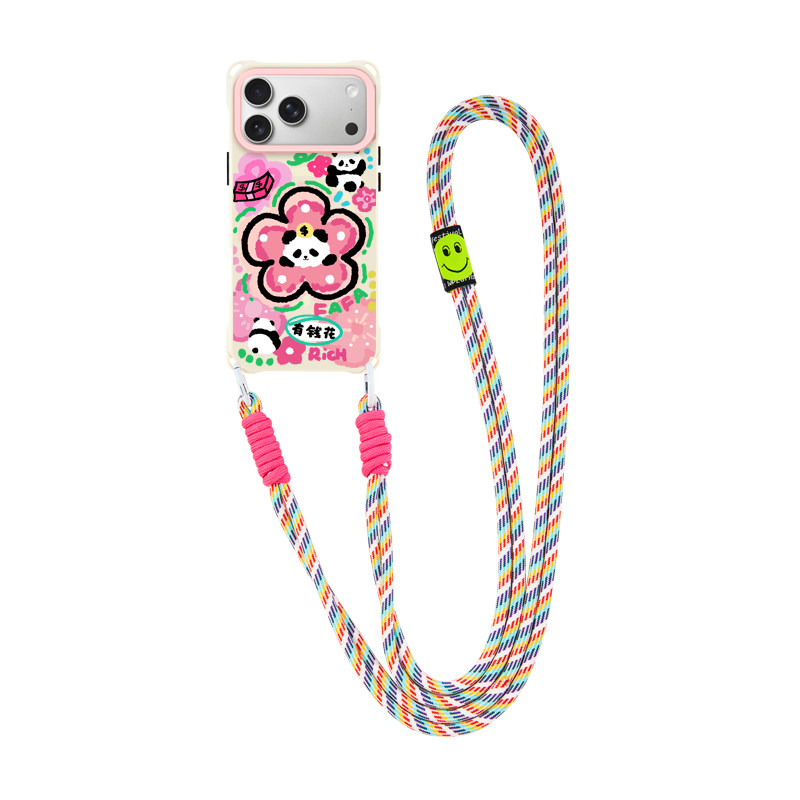 Style 3 — Panda Fortune Flower Crossbody Stand 11 Phone Case
