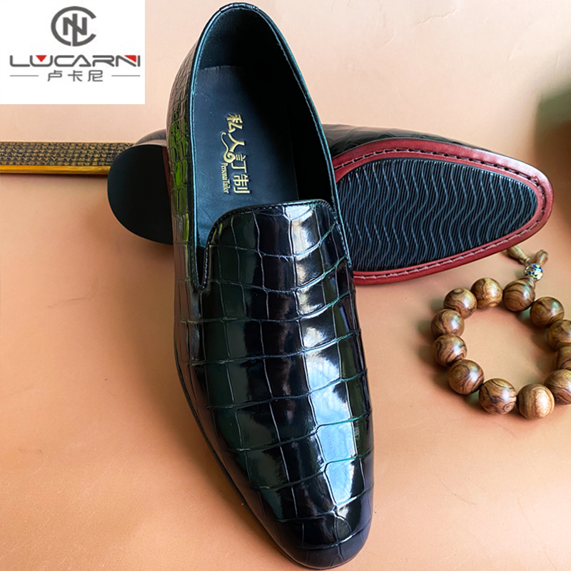 Avocado leather leather shoes men's leather business casual men's shoes belly leather leather bottom round head one foot lower heel low heel shoe