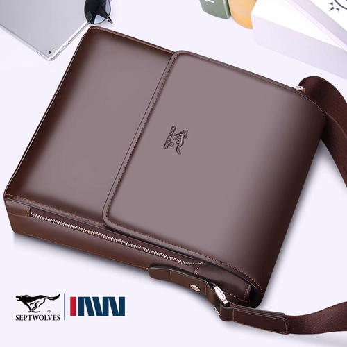 Septwolves, мужская сумка на одно плечо, сумка через плечо, кожаная небольшая сумка, рюкзак, из натуральной кожи