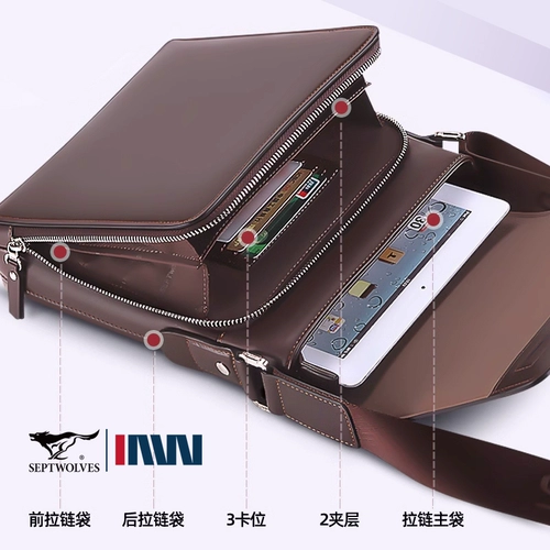 Septwolves, мужская сумка на одно плечо, сумка через плечо, кожаная небольшая сумка, рюкзак, из натуральной кожи