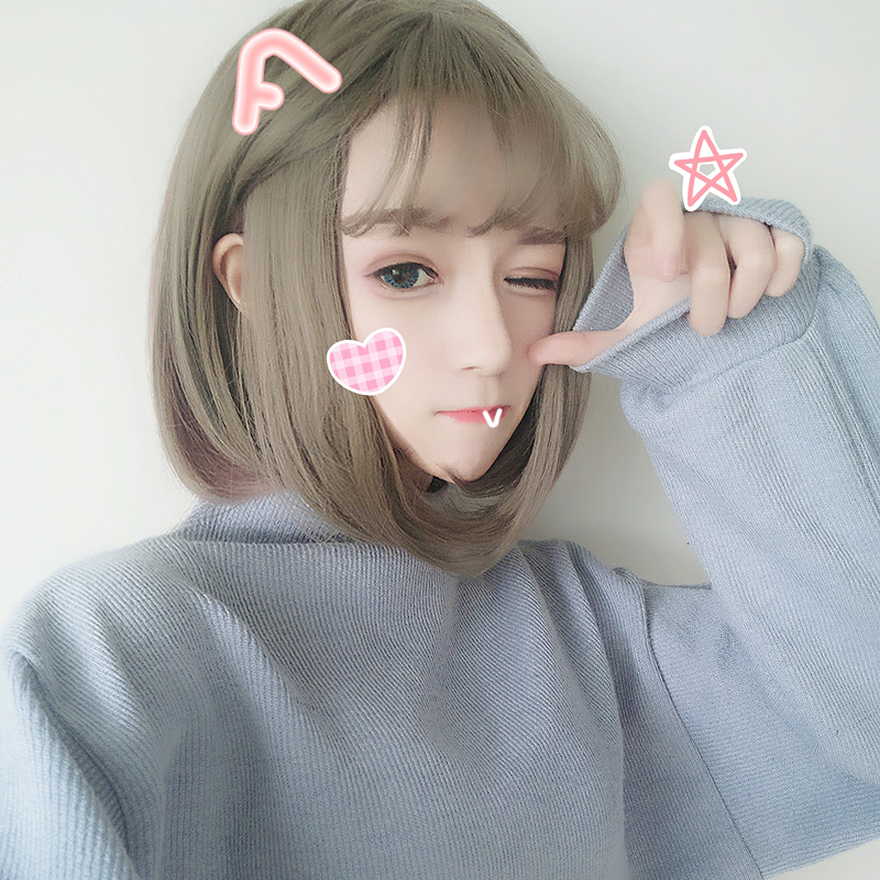 Streak Air Liuhe Wig Female Short Hair Bobo Pear Head Ball Head